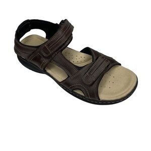 Dockers Men’s Brown Leather Cushioned Footbed Adjustable Straps Sandals Size 12